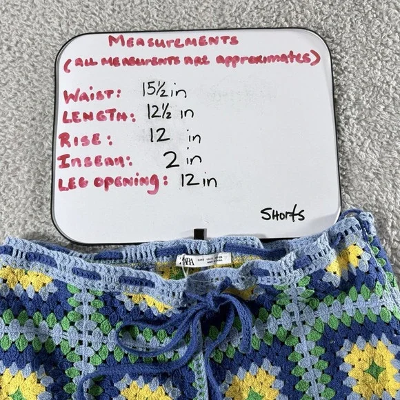 Zara Crochet Set Women Blue Yellow Small Granny Square Boho Festival Matching - Picture 8 of 16